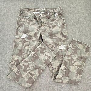 Aeropostale Faded Camo Jeans Ashley Ultra Skinny 8 Cotton Blend Low Rise Distres